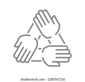 Icono de línea de creación de equipo. Trabajo en equipo, símbolo de cooperación