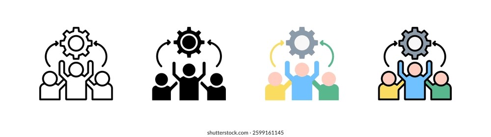 Team Building Multi Style Icon Set Vector