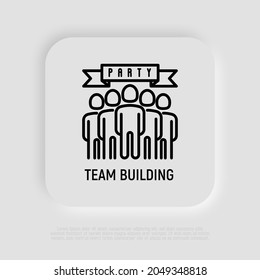Icono de la línea delgada de la parte de creación de equipo. Ilustración vectorial moderna.