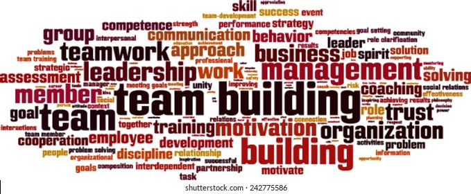 Team building power word cloud concept. Vector illustration