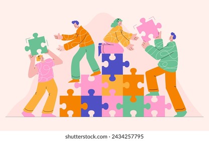 Team Building Puzzle Konzept Illustration