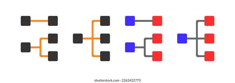 Team building set icon. Idea, creativity, hierarchy, responsibilities, management, subordination, setup, configuration, boss, director. Team work concept. Vector line icon on white background