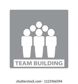 Team building simple illustration with group of people silhouettes icon
