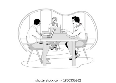 Concepto de Ilustración vectorial de Team Building. Ilustración plana aislada en fondo blanco.