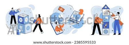 Team building vector illustration. A well defined strategy paved way for achieving business goals Success was result effective teamwork and collective effort The team worked together with unity