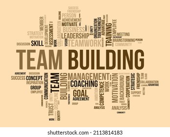 Team building word cloud template. Business concept vector background.