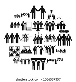 Team building work training icons set. Simple illustration of 25 team building work training vector icons for web