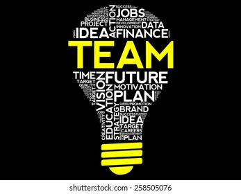 TEAM Bulb Word Cloud, Business Concept