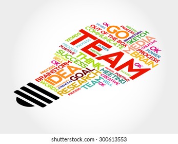 Team bulb word cloud, business concept