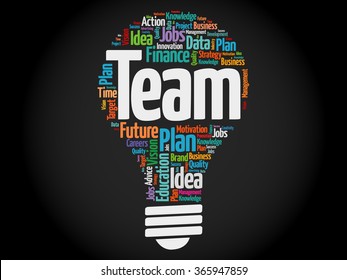 TEAM bulb word cloud, business concept