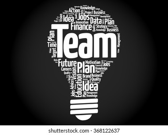 TEAM bulb word cloud, business concept