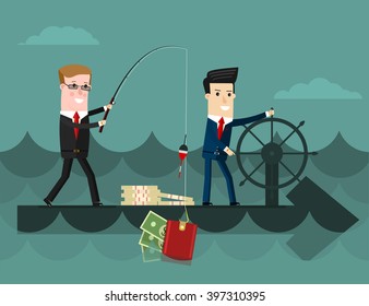 The team.  Business concept cartoon vector illustration. 
