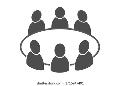 Team business meeting with teamwork and collaboration flat vector icon for apps and websites