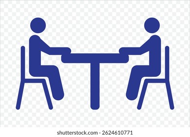 Team business meeting with teamwork and collaboration flat vector icon for apps and websites in Blue Color on Transparent Background. EPS 10.