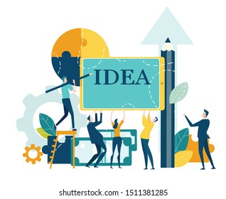 Team of business people found solution. Solving problem, achievement and working in progress concept 