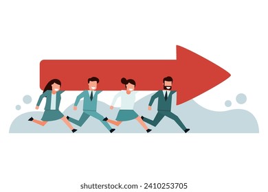 Team of business people helping each other hold graph arrows to grow. Team development. Having goals that lead to success. Business people with the same business direction. career growth concept.