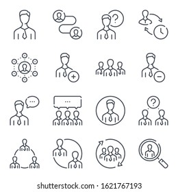 Team and Business People related line icon set. Teamwork linear icons. User and group outline vector sign collection.