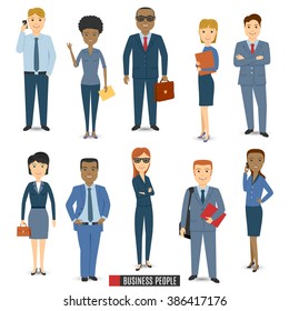 Team Of Business People.  Vector Illustration.