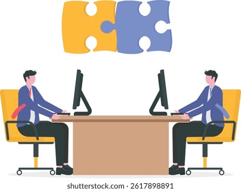 Team business Sharing Ideas in office room


