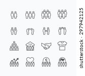 team and business silhouette icons flat line design vector set. teamwork to success concept.