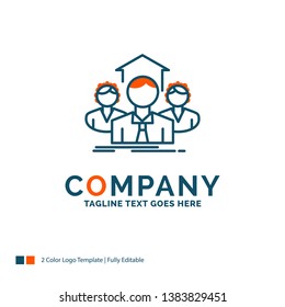 Team, Business, teamwork, group, meeting Logo Design. Blue and Orange Brand Name Design. Place for Tagline. Business Logo template.