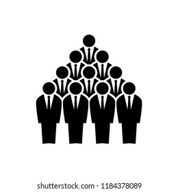 Team businessmen employees silhouettes. Pyramid teamwork concept.