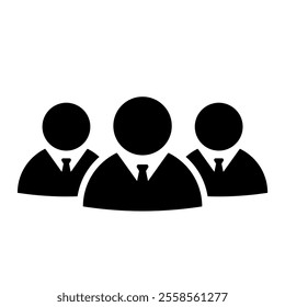 A team of businessmen in ties icon in flat style. Group of businessmen symbol in black. Teamwork sign on the white background. Vector illustration for graphic design, web, app, ui