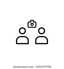 Team camera vector icon,. Mobile concept and web apps illustration. Thin line icon for website design and development, app development. Premium icon