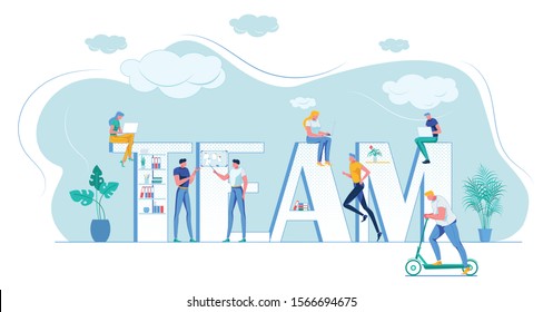 Team Capital Letters with Tiny Office Coworkers