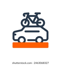 Team Car in Bike Race Support Vector Icon Illustration