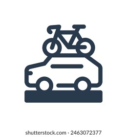 Team Car in Bike Race Support Vector Icon Illustration