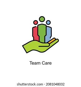 Icono de contorno de relleno vectorial de Team Care. Pixel Perfecto. Para móvil y web. ilustración de stock