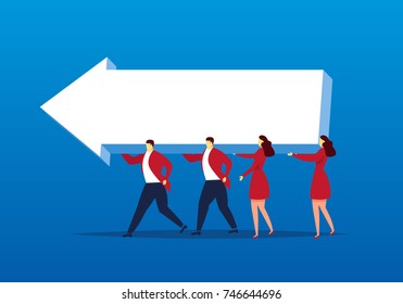 The team is carrying the arrow
