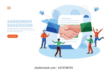 team celebrating agreement and shake hands vector illustration concept
