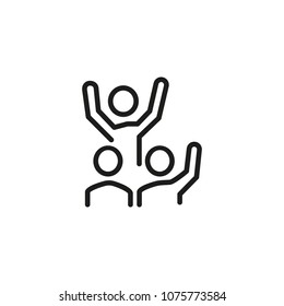 Team celebrating success line icon. Group, winner, leader. Leadership concept. Can be used for topics like business, achievement, teamwork.