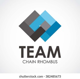 Team chain of rhombus abstract vector and logo design or template ribbon connection business icon of company identity symbol concept