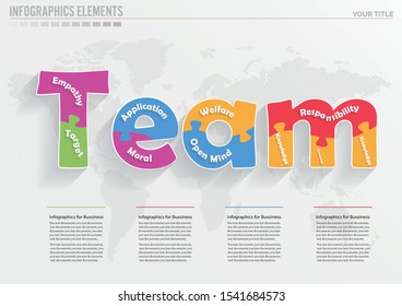 Team character Jigsaw puzzle vectors. Teamwork concept.