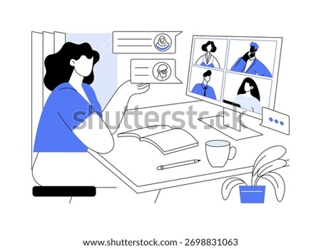 Team chat isolated cartoon vector illustrations. Group of diverse colleagues talking via video chat, project discussion, business technology, company teamwork organization vector cartoon.