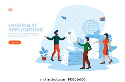 team choosing candidate in many applications concept vector illustration