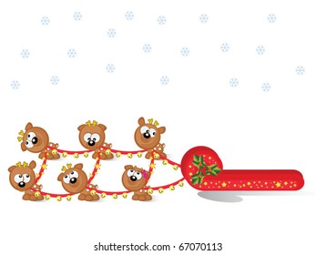The Team of Christmas deers. The Sleigh. Comical. Insulated.