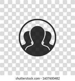 Team in circle, few person. Black symbol on transparency grid