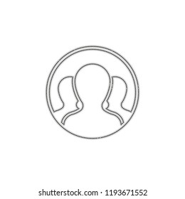 Team in circle, few person. Dotted outline silhouette with shadow on white background