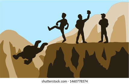 The team of climbers who kicked weak teammates fell.