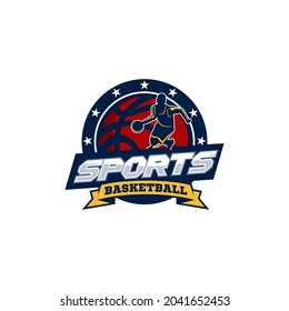 Team Club Academy Basketball Logo Template Vector