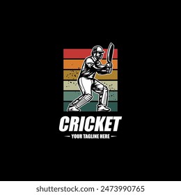 Team Club Cricket Badge Logo Template Vector