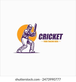 Team Club Cricket Badge Logo Template Vector