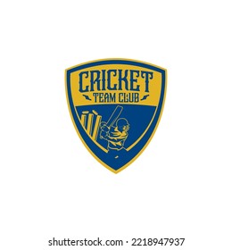 Team Club Cricket Badge Shield Logo Template Vector