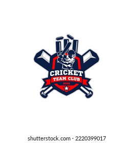 Team Club Cricket Badge Shield Logo Template Vector