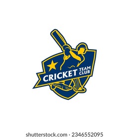 Team Club Cricket Badge Shield Logo Template Vector