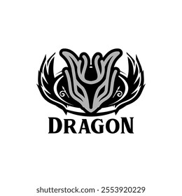 Team Club Sports Simple Dragon Head with Wings Logo Template Vector